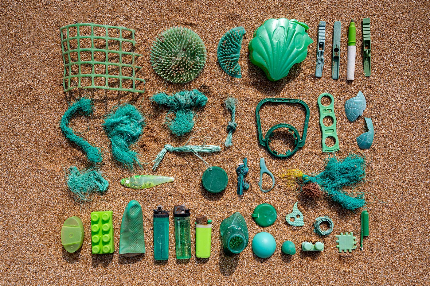 Grün – Die Farben der Strände – Plastikmüll sammeln und sortieren