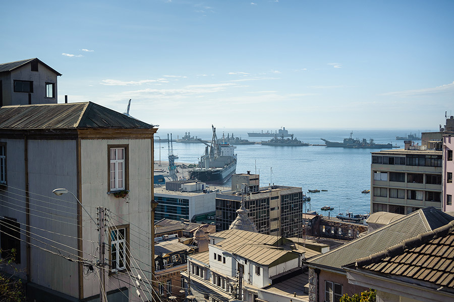Blick zum Hafen von Valparaiso